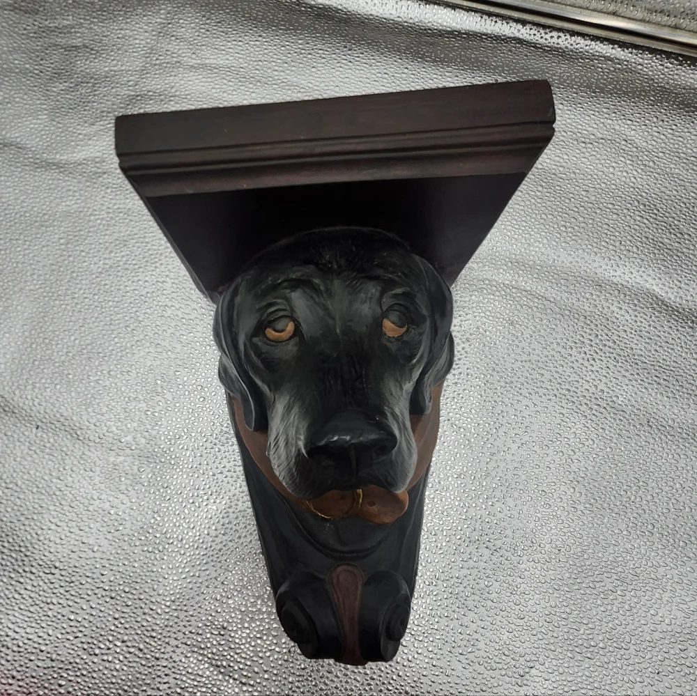Bracket Painted Sculpted Labrador Dog Wall Shelf Sconce Resin Stein 1995
